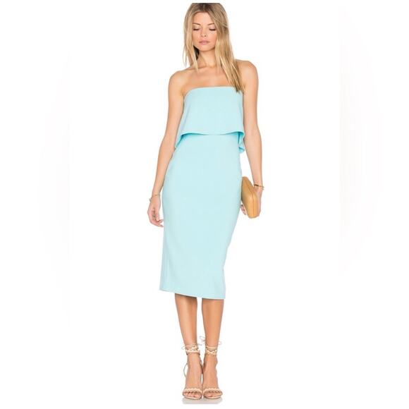 Likely Driggs Cocktail Dress In Seafoam Strapless Midi Size 2 - Picture 2 of 7
